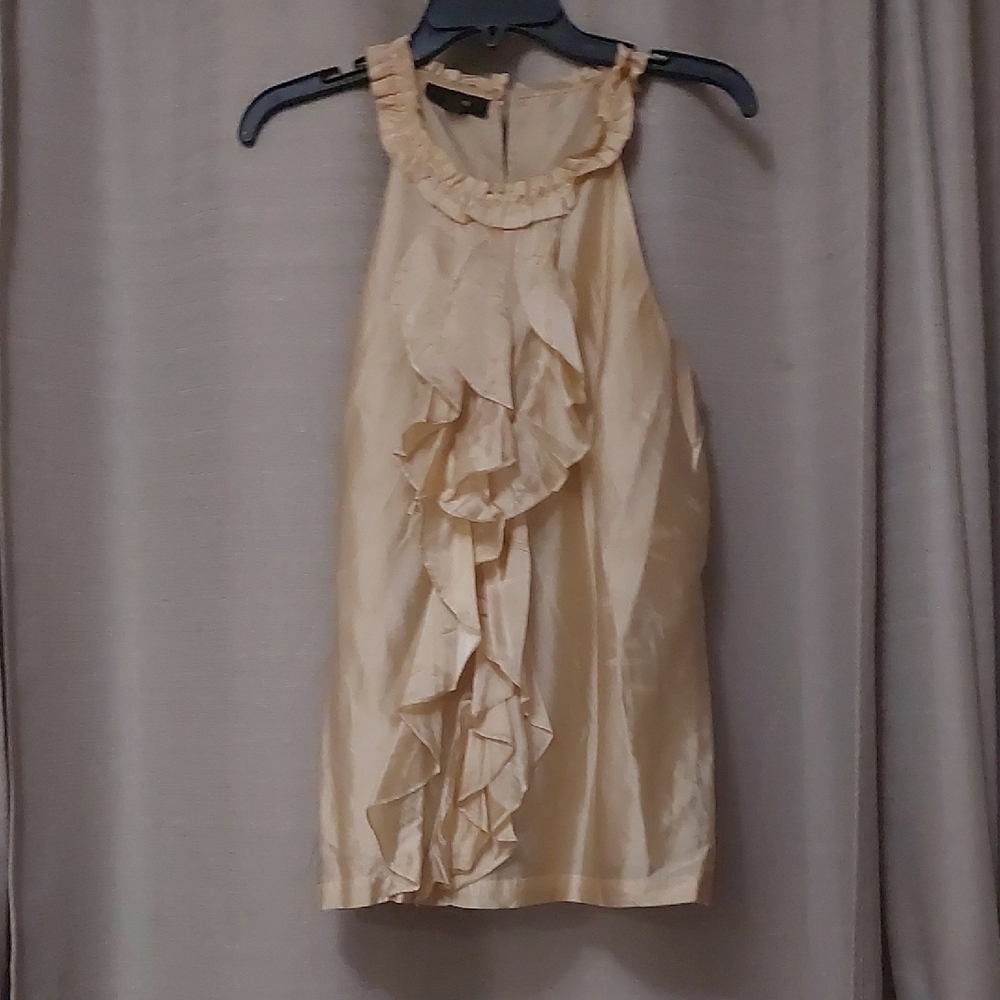 Ruffled Cream Sleeveless Blouse size 10